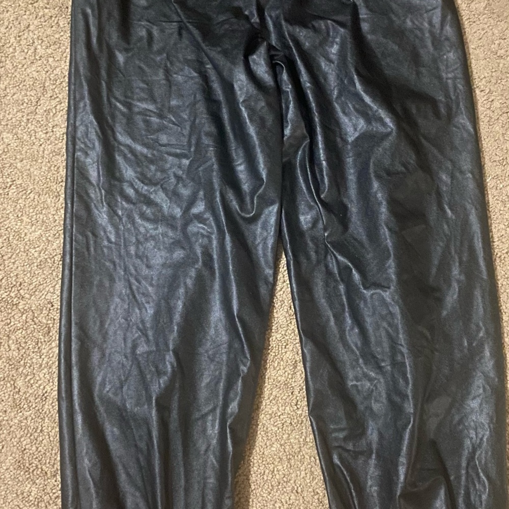 SHEIN Black Faux Leather Trousers